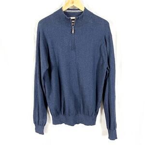 Peter Millar Cotton Blend 1/4 Zip Lightweight Sweater Navy Men's sz Large